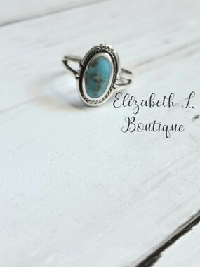 925 Sterling Silver Genuine Turquoise Ring Size 6 Boutique New